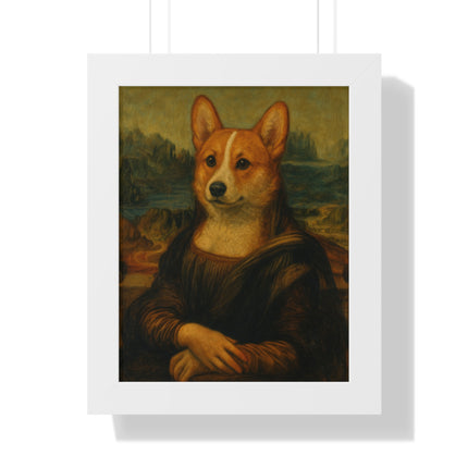 Corgi Mona Lisa, Framed Poster