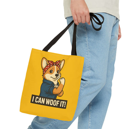 Corgi Tote Bag - "I Can Woof It!" | Pet Lover Gift, Cute Dog Accessory, Stylish Shopping Bag, Unique Farmer's Market Tote, Funny Quote Bag
