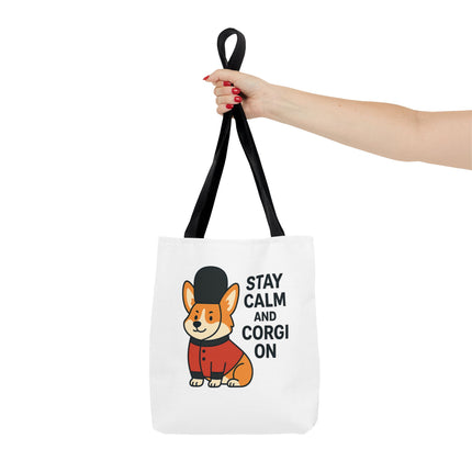 Corgi Tote Bag - Stay Calm and Corgi On, Dog Lover Gift, Pet Accessories, Cute Tote, Animal Lover Bag