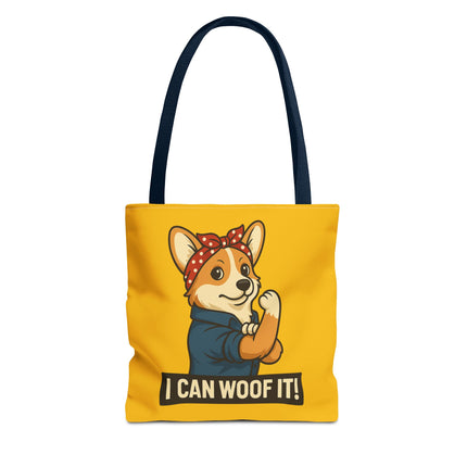 Corgi Tote Bag - "I Can Woof It!" | Pet Lover Gift, Cute Dog Accessory, Stylish Shopping Bag, Unique Farmer's Market Tote, Funny Quote Bag