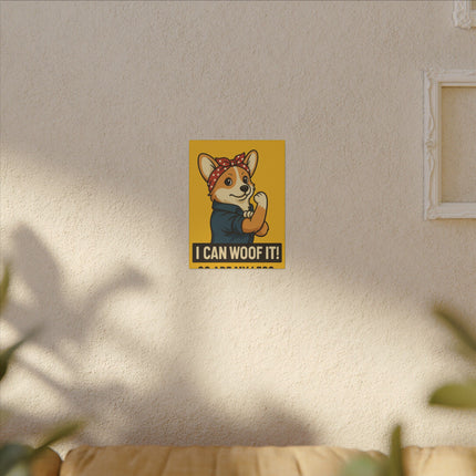 I Can Woof It! Rosie the Corgi Riveter, Canvas Wall Art