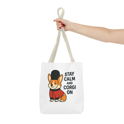 Corgi Tote Bag - Stay Calm and Corgi On, Dog Lover Gift, Pet Accessories, Cute Tote, Animal Lover Bag