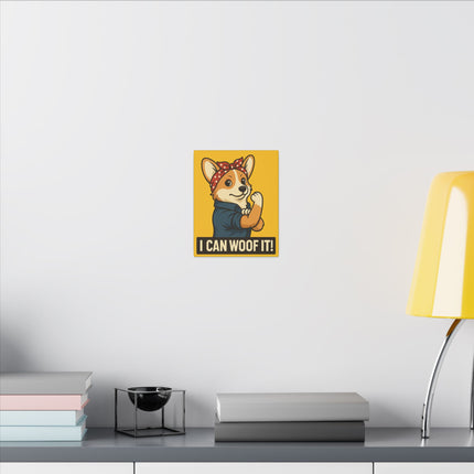 I Can Woof It! Rosie the Corgi Riveter, Canvas Wall Art