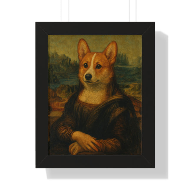 Corgi Mona Lisa, Framed Poster