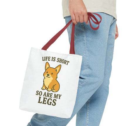 Corgi Tote Bag – Life is Short So Are My Legs, Funny Dog Lover Gift, Reusable Shopping Bag, Cute Pet Accessory, Eco-friendly Tote