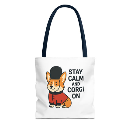 Corgi Tote Bag - Stay Calm and Corgi On, Dog Lover Gift, Pet Accessories, Cute Tote, Animal Lover Bag