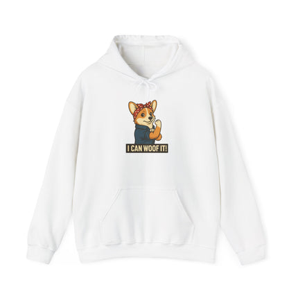 I Can Woof It! Rosie the Corgi Riveter, Cute Corgi Hoodie