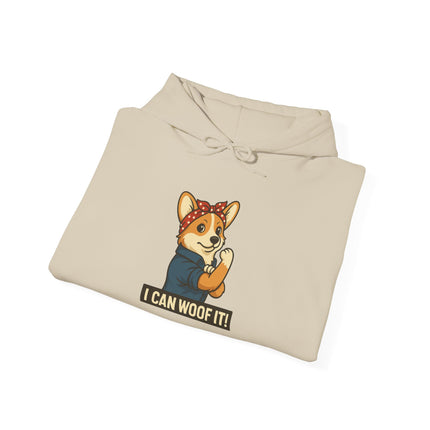 I Can Woof It! Rosie the Corgi Riveter, Cute Corgi Hoodie
