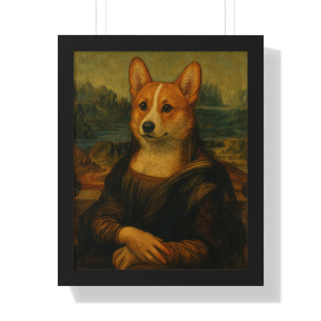 Corgi Mona Lisa, Framed Poster