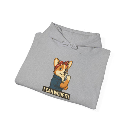I Can Woof It! Rosie the Corgi Riveter, Cute Corgi Hoodie