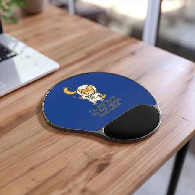I Love You To The Moon and Back, Cute Corgi Mouse Pad With Wrist Rest