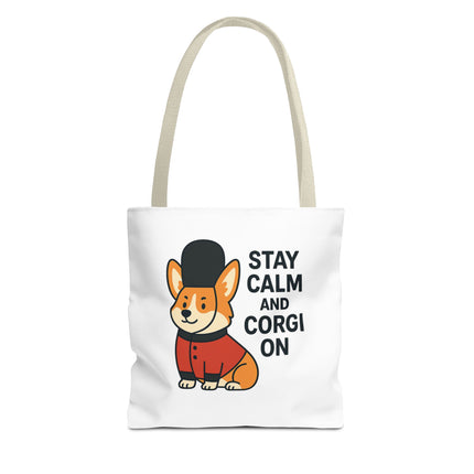 Corgi Tote Bag - Stay Calm and Corgi On, Dog Lover Gift, Pet Accessories, Cute Tote, Animal Lover Bag