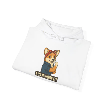 I Can Woof It! Rosie the Corgi Riveter, Cute Corgi Hoodie