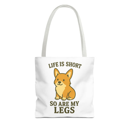 Corgi Tote Bag – Life is Short So Are My Legs, Funny Dog Lover Gift, Reusable Shopping Bag, Cute Pet Accessory, Eco-friendly Tote