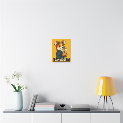 I Can Woof It! Rosie the Corgi Riveter, Canvas Wall Art