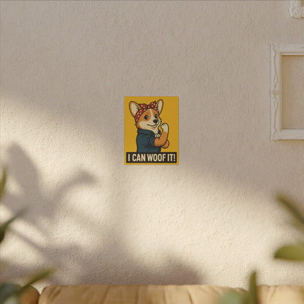 I Can Woof It! Rosie the Corgi Riveter, Canvas Wall Art