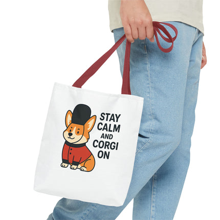 Corgi Tote Bag - Stay Calm and Corgi On, Dog Lover Gift, Pet Accessories, Cute Tote, Animal Lover Bag