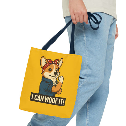 Corgi Tote Bag - "I Can Woof It!" | Pet Lover Gift, Cute Dog Accessory, Stylish Shopping Bag, Unique Farmer's Market Tote, Funny Quote Bag