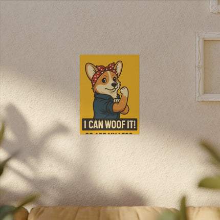 I Can Woof It! Rosie the Corgi Riveter, Canvas Wall Art