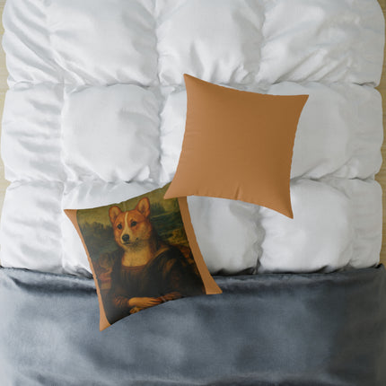 Corgi Mona Lisa, Canvas Pillow