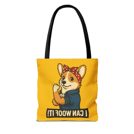 Corgi Tote Bag - "I Can Woof It!" | Pet Lover Gift, Cute Dog Accessory, Stylish Shopping Bag, Unique Farmer's Market Tote, Funny Quote Bag