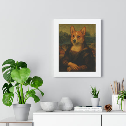 Corgi Mona Lisa, Framed Poster