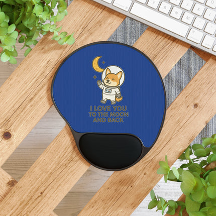 I Love You To The Moon and Back, Cute Corgi Mouse Pad With Wrist Rest