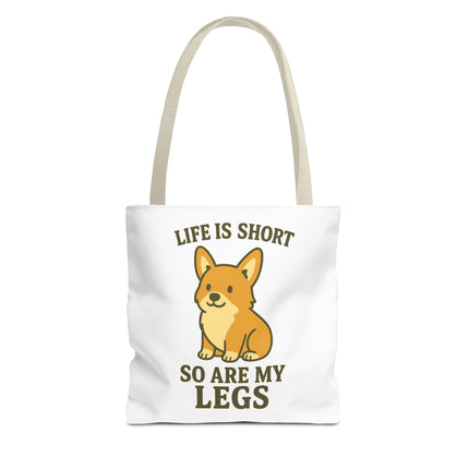 Corgi Tote Bag – Life is Short So Are My Legs, Funny Dog Lover Gift, Reusable Shopping Bag, Cute Pet Accessory, Eco-friendly Tote