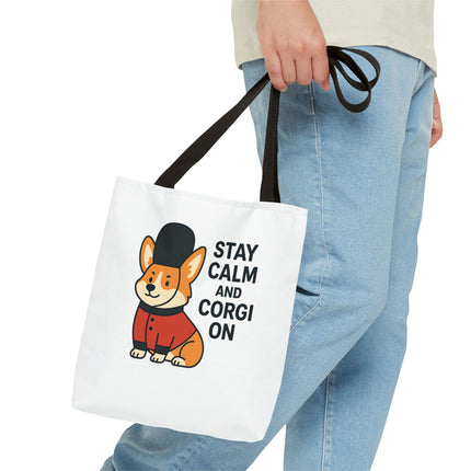 Corgi Tote Bag - Stay Calm and Corgi On, Dog Lover Gift, Pet Accessories, Cute Tote, Animal Lover Bag
