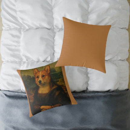 Corgi Mona Lisa, Canvas Pillow