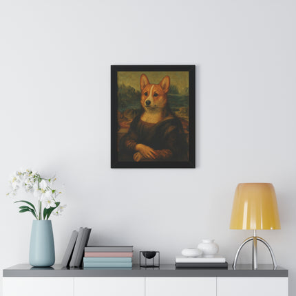 Corgi Mona Lisa, Framed Poster