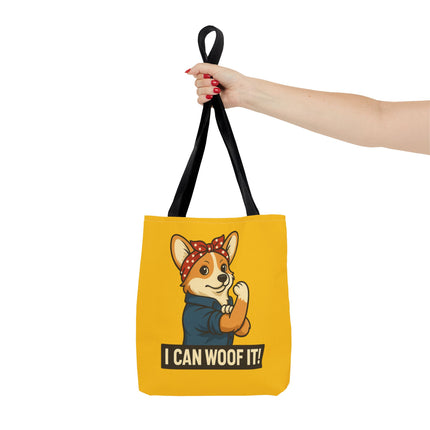 Corgi Tote Bag - "I Can Woof It!" | Pet Lover Gift, Cute Dog Accessory, Stylish Shopping Bag, Unique Farmer's Market Tote, Funny Quote Bag