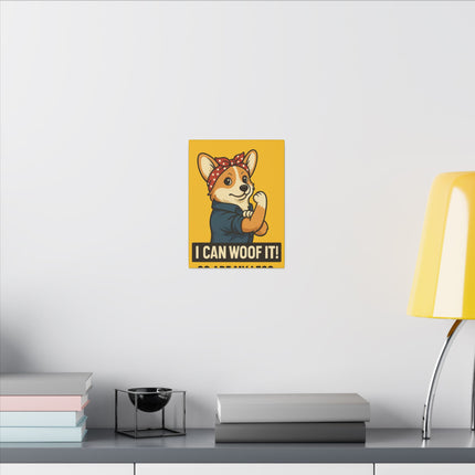 I Can Woof It! Rosie the Corgi Riveter, Canvas Wall Art
