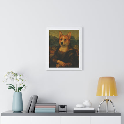 Corgi Mona Lisa, Framed Poster