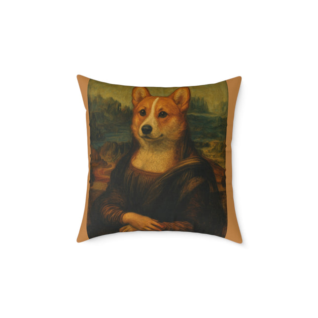 Corgi Mona Lisa, Canvas Pillow