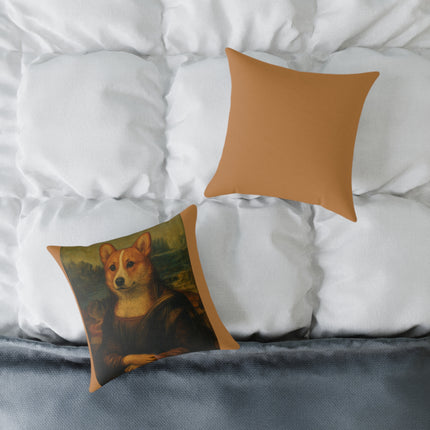 Corgi Mona Lisa, Canvas Pillow