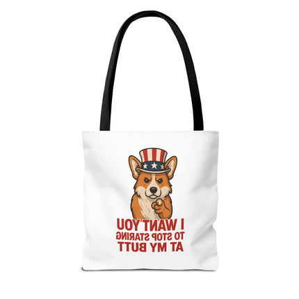 Patriotic Corgi Tote Bag - Humorous Dog Lover's Reusable Shopping Bag for Everyday Use, Gift for Pet Owners, 4th of July, Funny Quote [...]