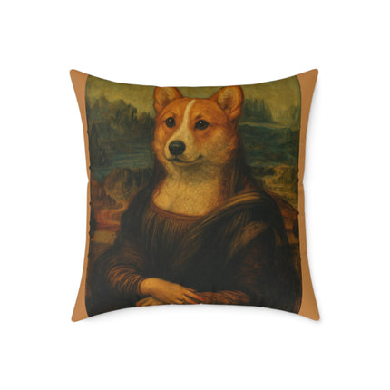 Corgi Mona Lisa, Canvas Pillow