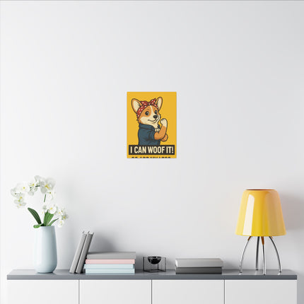 I Can Woof It! Rosie the Corgi Riveter, Canvas Wall Art