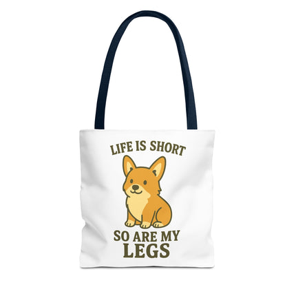 Corgi Tote Bag – Life is Short So Are My Legs, Funny Dog Lover Gift, Reusable Shopping Bag, Cute Pet Accessory, Eco-friendly Tote