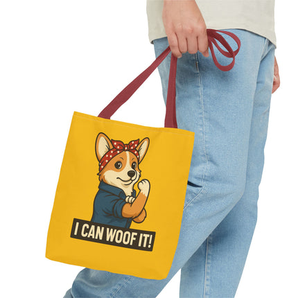 Corgi Tote Bag - "I Can Woof It!" | Pet Lover Gift, Cute Dog Accessory, Stylish Shopping Bag, Unique Farmer's Market Tote, Funny Quote Bag