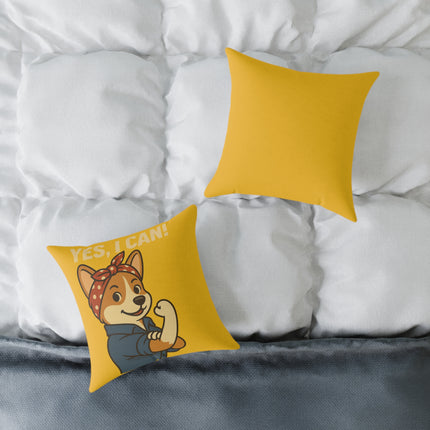 I Can Woof It! Rosie the Corgi Riveter, Throw Pillow