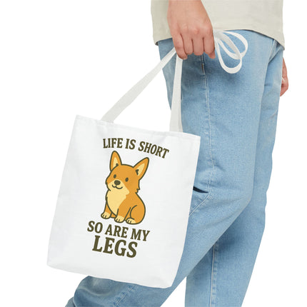 Corgi Tote Bag – Life is Short So Are My Legs, Funny Dog Lover Gift, Reusable Shopping Bag, Cute Pet Accessory, Eco-friendly Tote