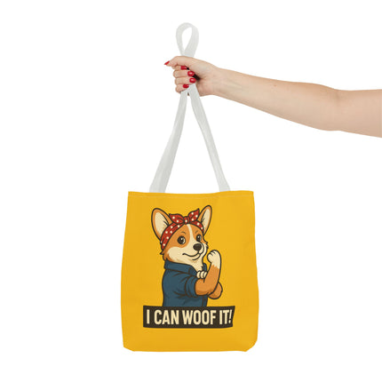 Corgi Tote Bag - "I Can Woof It!" | Pet Lover Gift, Cute Dog Accessory, Stylish Shopping Bag, Unique Farmer's Market Tote, Funny Quote Bag
