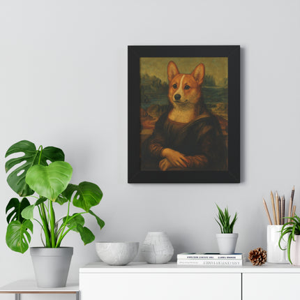 Corgi Mona Lisa, Framed Poster