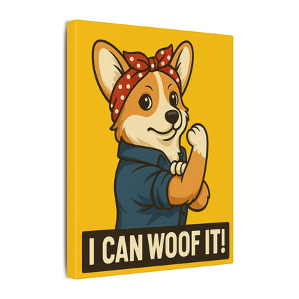 I Can Woof It! Rosie the Corgi Riveter, Canvas Wall Art