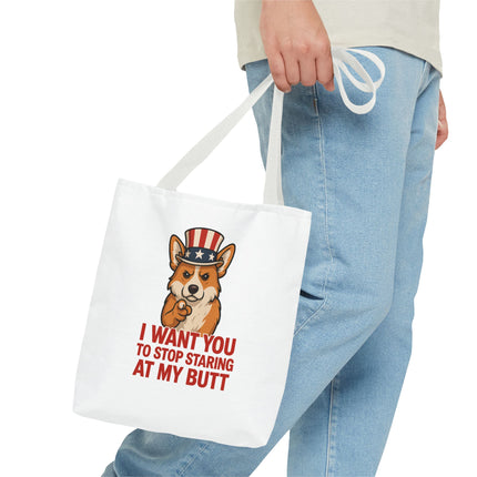 Patriotic Corgi Tote Bag - Humorous Dog Lover's Reusable Shopping Bag for Everyday Use, Gift for Pet Owners, 4th of July, Funny Quote [...]