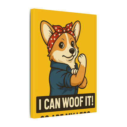 I Can Woof It! Rosie the Corgi Riveter, Canvas Wall Art