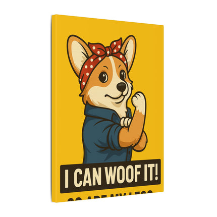 I Can Woof It! Rosie the Corgi Riveter, Canvas Wall Art
