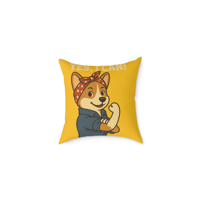 I Can Woof It! Rosie the Corgi Riveter, Throw Pillow